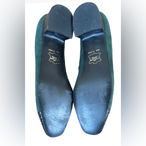 Corsina VTG green suede w blk block heel WM 7.5 N old money business casual - Picture 11 of 14